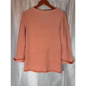Boden Coral Striped Boat Neck 3/4 Sleeve Knit Sweater‎ Women UK 12 US 8